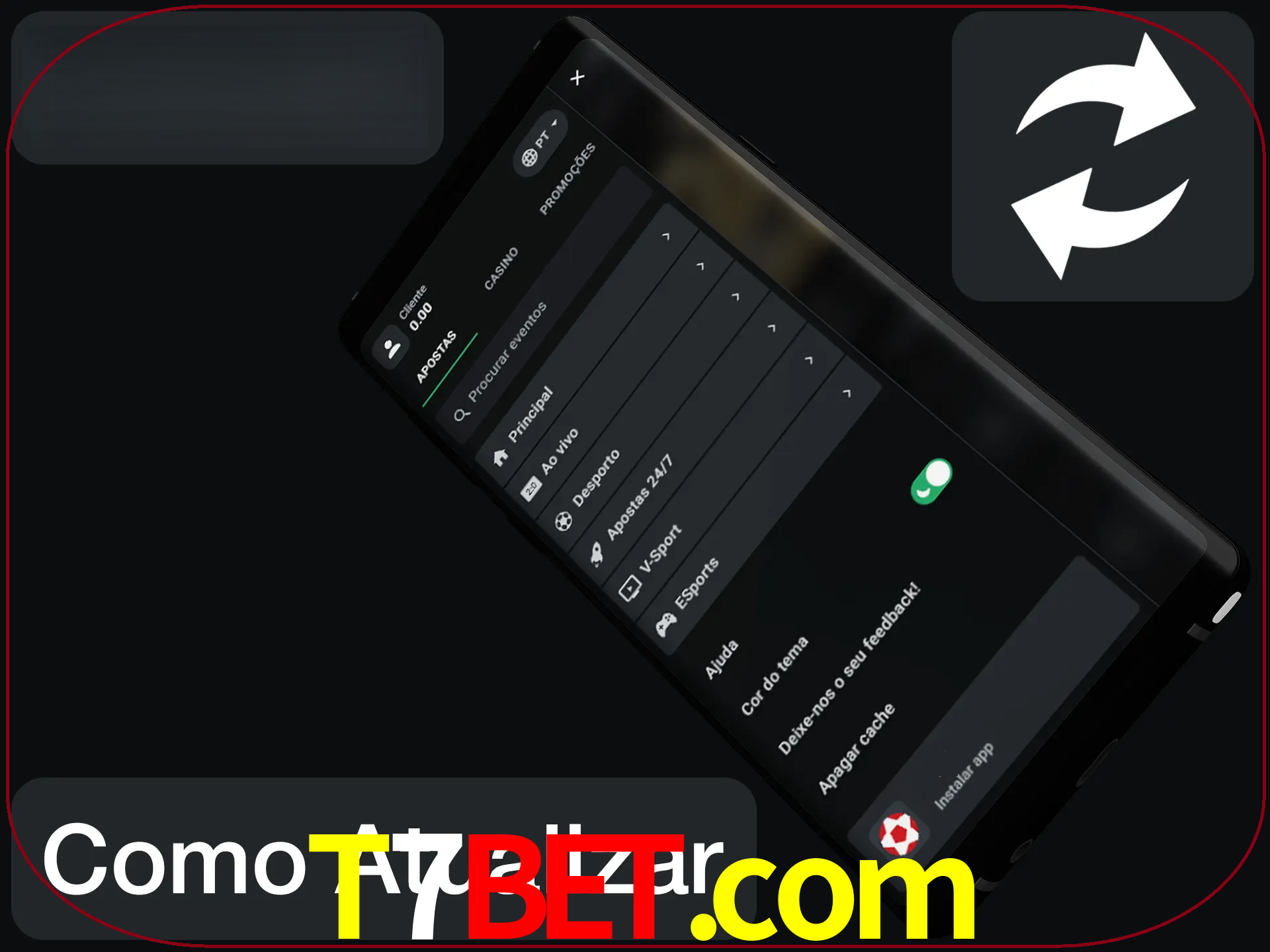 O aplicativo é atualizado automaticamente quando você faz o login.